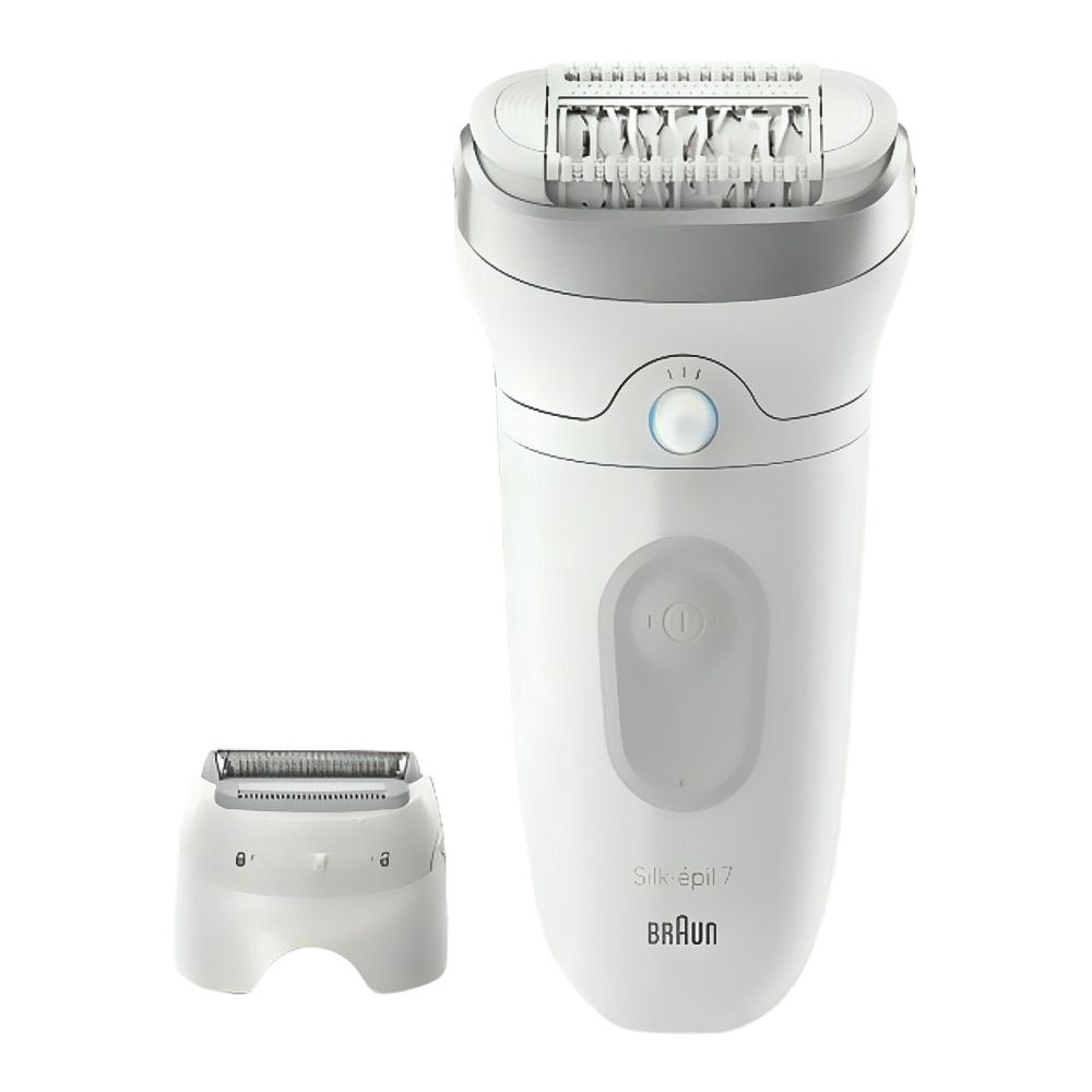 Braun Silk-epil 7 Shaver & Trimmer White/Grey, Up to 40 Mins Run Time, SE-7041 - Main Image