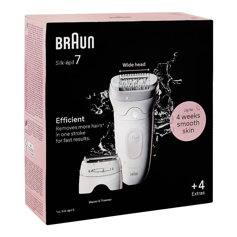Braun Silk-epil 7 Shaver & Trimmer White/Grey, Up to 40 Mins Run Time, SE-7041 - Image 2