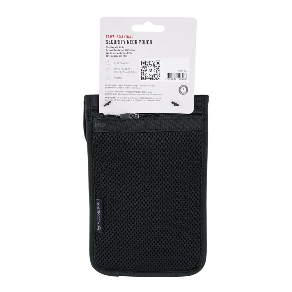 Victorinox Travel Essentials Security Neck Pouch, Black, 653378 - Image 2