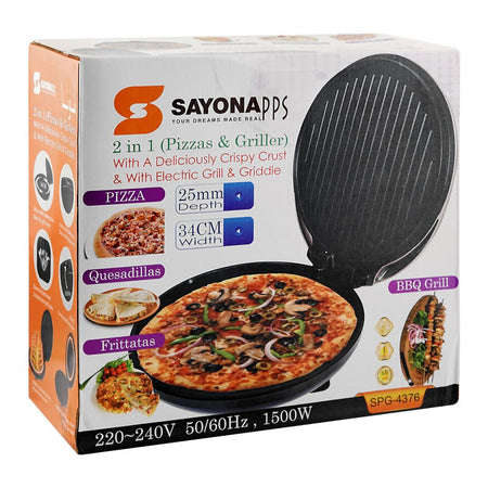 Sayona 2-In-1 Pizzas & Griller, 1500W, 220-240V, SPG-4376 - Image 2