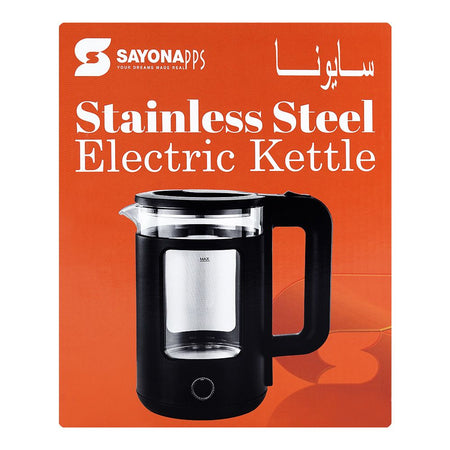 Sayona Borosilicate Glass Electric Kettle, 1500W, 1.5 Liter, SK-2438 - Image 2