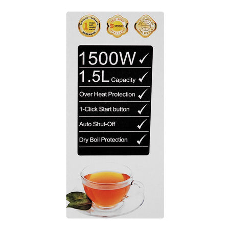 Sayona Stainless Steel Electric Kettle, 1500W, 1.5 Liter, SK-2436 - Image 3