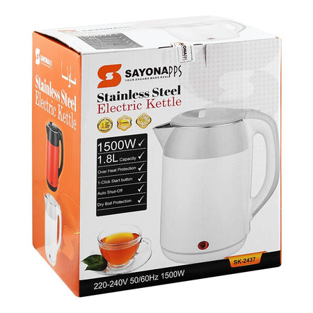 Sayona Stainless Steel Electric Kettle, 1500W, 1.8 Liter, SK-2437 - Main Image