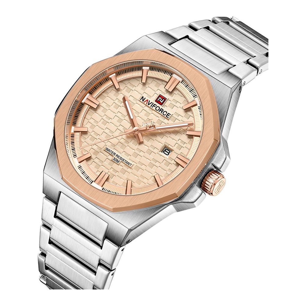 Naviforce Women Analog Watch With Golden Dial & Stainless Steel Bracelet, NF9245 S/RG/RG - Image 2