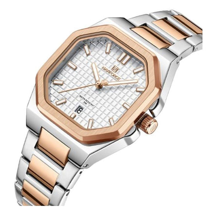 Naviforce Men Analog Watch With White & Golden Dial & Stainless Steel Bracelet, NF5053 RG/W - Image 2