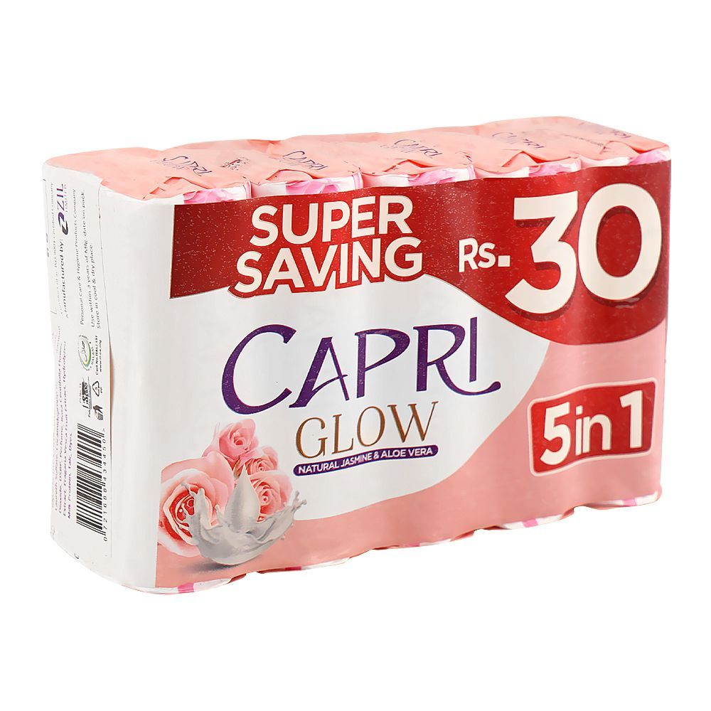 Capri Glow Jasmine & Aloe Vera Pink Soap, 5-In-1, 5 x 100g, Saving Pack - Main Image