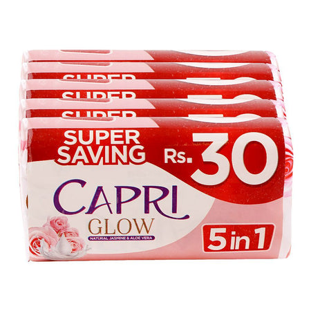 Capri Glow Jasmine & Aloe Vera Pink Soap, 5-In-1, 5 x 100g, Saving Pack - Image 2
