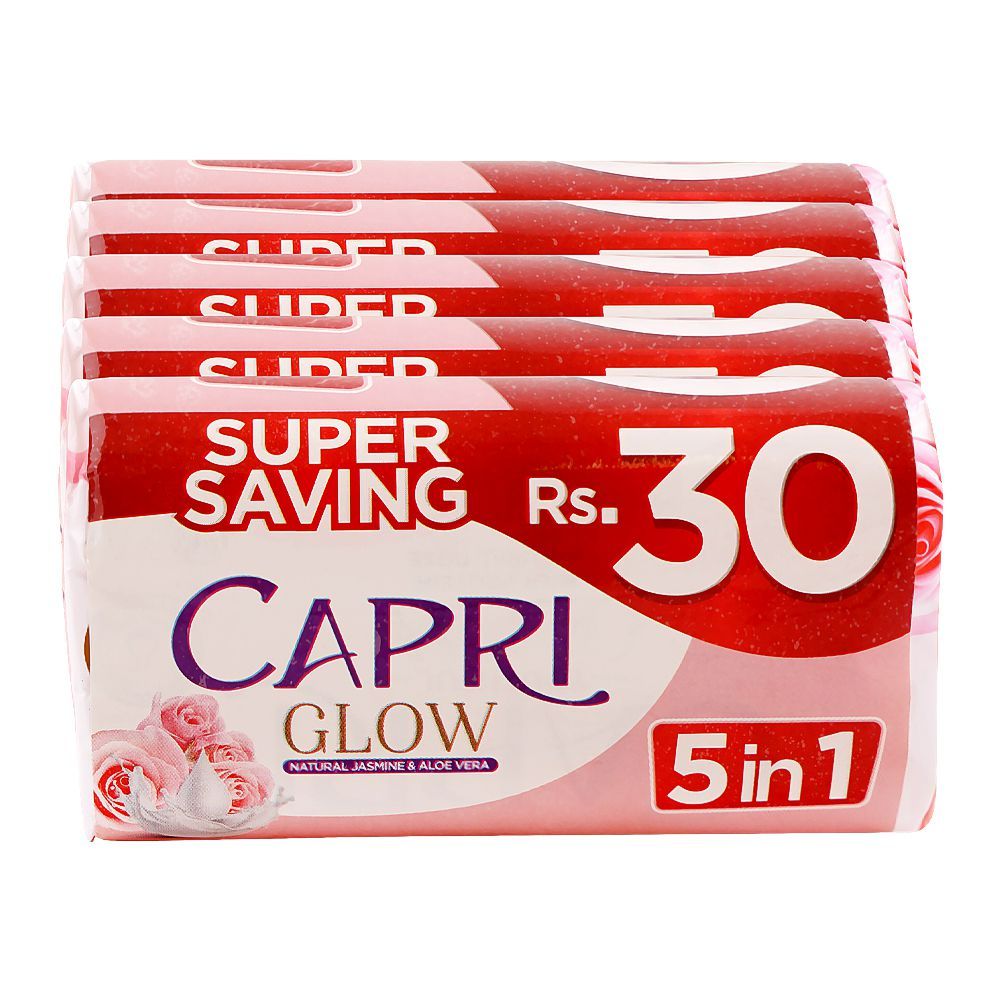 Capri Glow Jasmine & Aloe Vera Pink Soap, 5-In-1, 5 x 100g, Saving Pack - Image 2