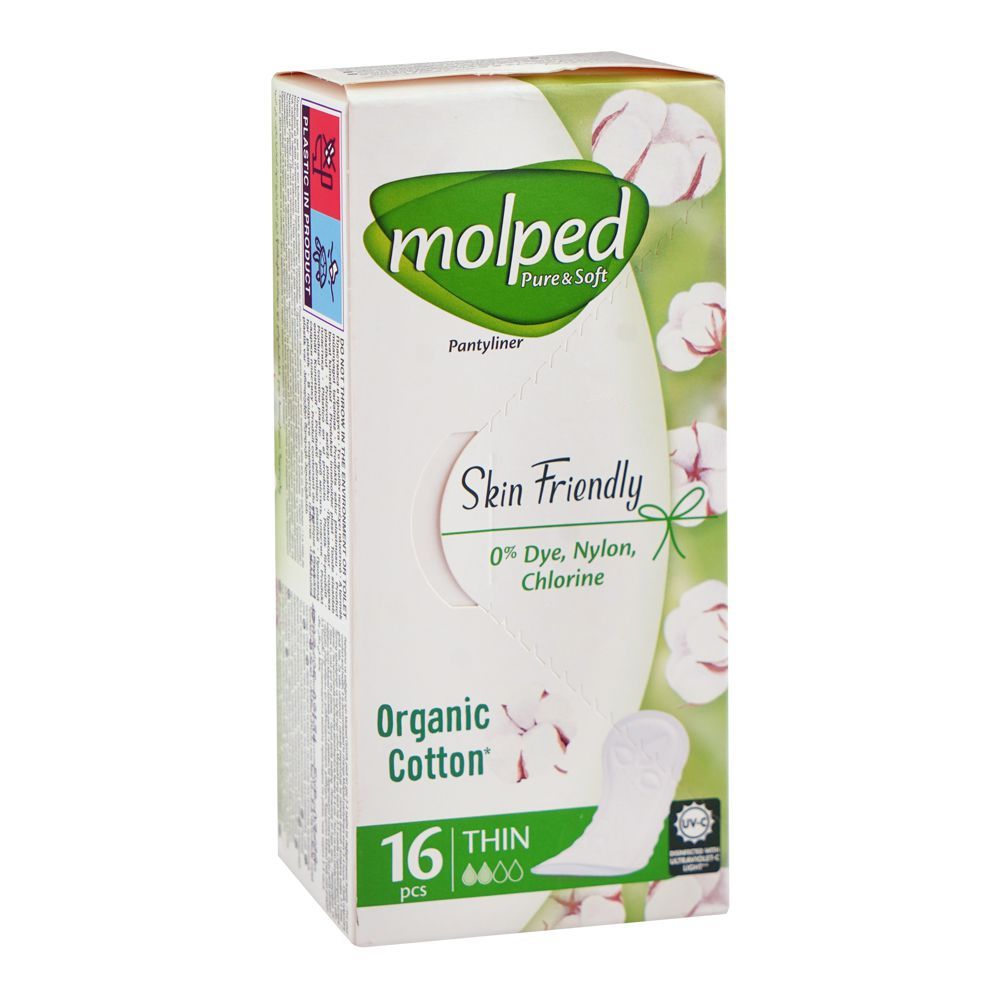 Molped Pure & Soft Organic Cotton Thin Pantyliner, 16-pack - Main Image