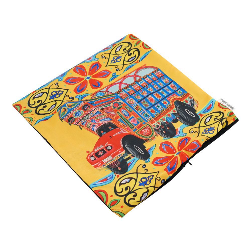 Star Shine Truck Art Cushion Cover, Truck, Yellow, W/O Filling - Main Image