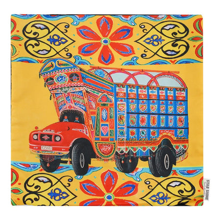 Star Shine Truck Art Cushion Cover, Truck, Yellow, W/O Filling - Image 2