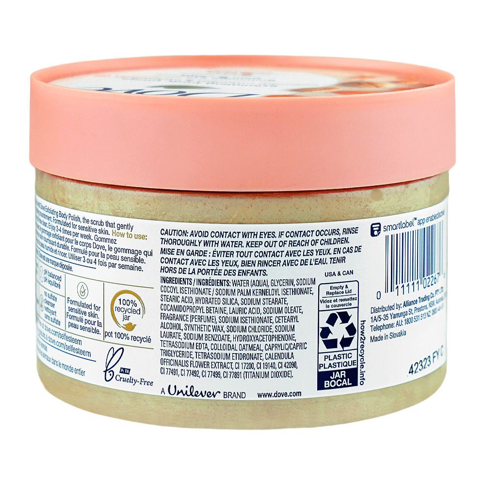 Dove Colloidal Oatmeal & Calendula Oil Exfoliating Body Polish, For Sensitive Skin, 298g - Image 2