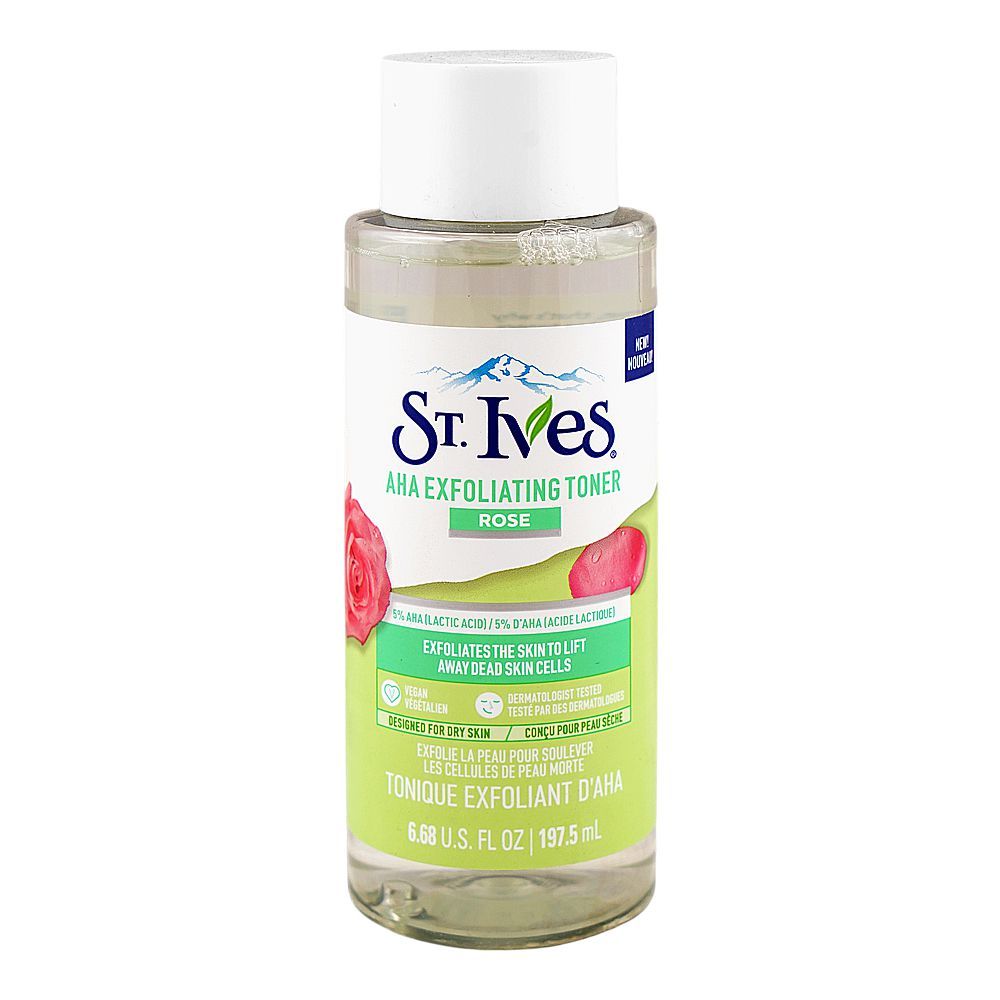 St.Ives Rose AHA Exfoliating Toner, 5% Lactic Acid, 5% Acide Lactique, For Dry Skin, 197.5ml - Main Image