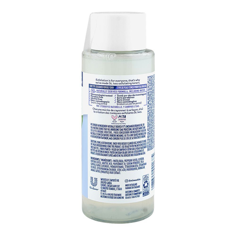 St.Ives Unfragranced AHA Exfoliating Toner, Alcohol & Paraben Free, For Oily Skin, 197.5ml - Image 2
