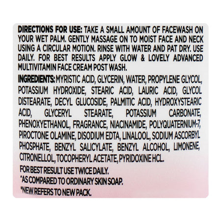 Glow & Lovely Bright Glow 3x Multi-Vitamins Face Wash, For All Skin Types, 50g - Image 3
