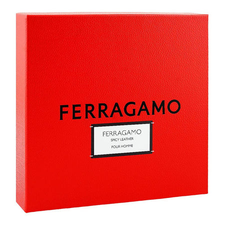 Salvatore Ferragamo Spicy Leather Pour Homme Set For Men, Parfum 100ml + Parfum 10ml + Shampoo And Shower Gel 100ml - Image 2