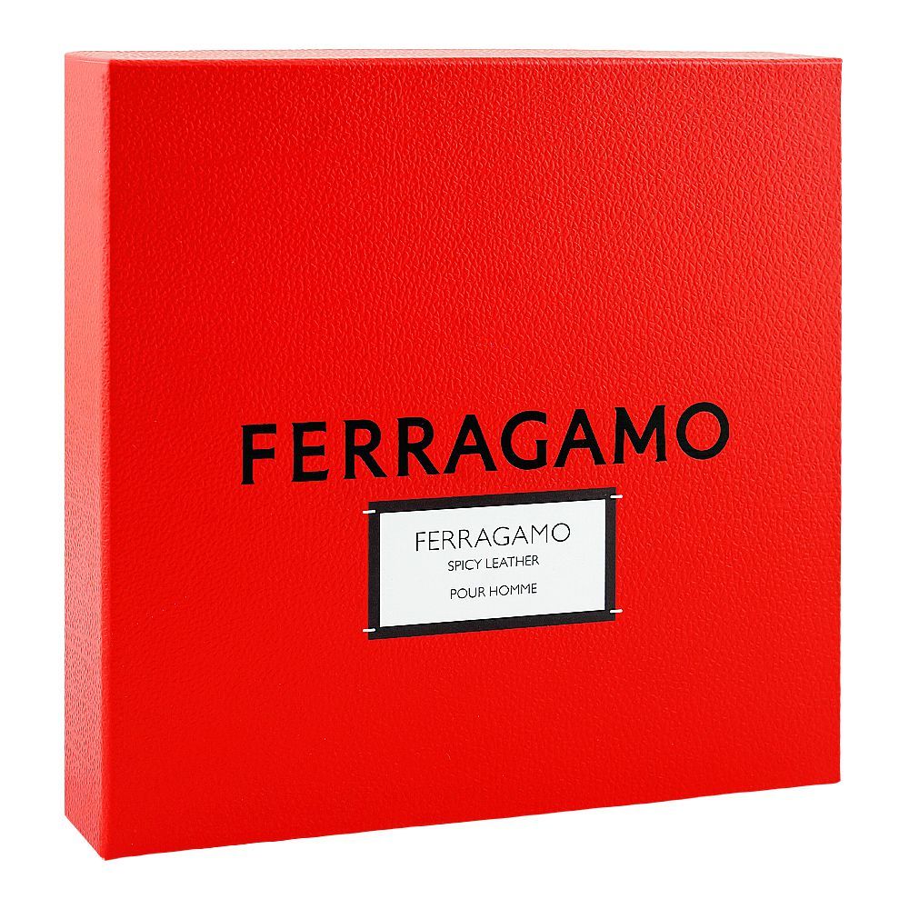 Salvatore Ferragamo Spicy Leather Pour Homme Set For Men, Parfum 100ml + Parfum 10ml + Shampoo And Shower Gel 100ml - Image 2