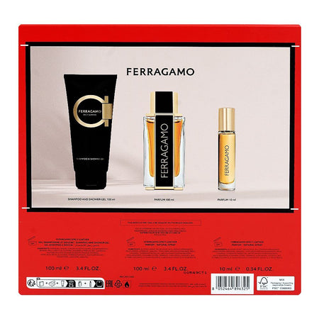 Salvatore Ferragamo Spicy Leather Pour Homme Set For Men, Parfum 100ml + Parfum 10ml + Shampoo And Shower Gel 100ml - Image 3