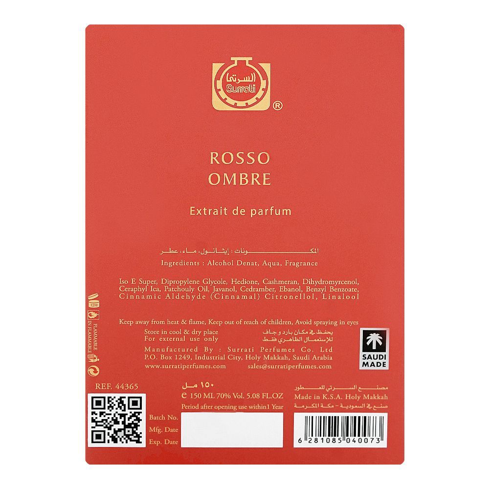 Surrati Rosso Ombre, Extrait De Parfum, For Men & Women, 150ml - Image 4