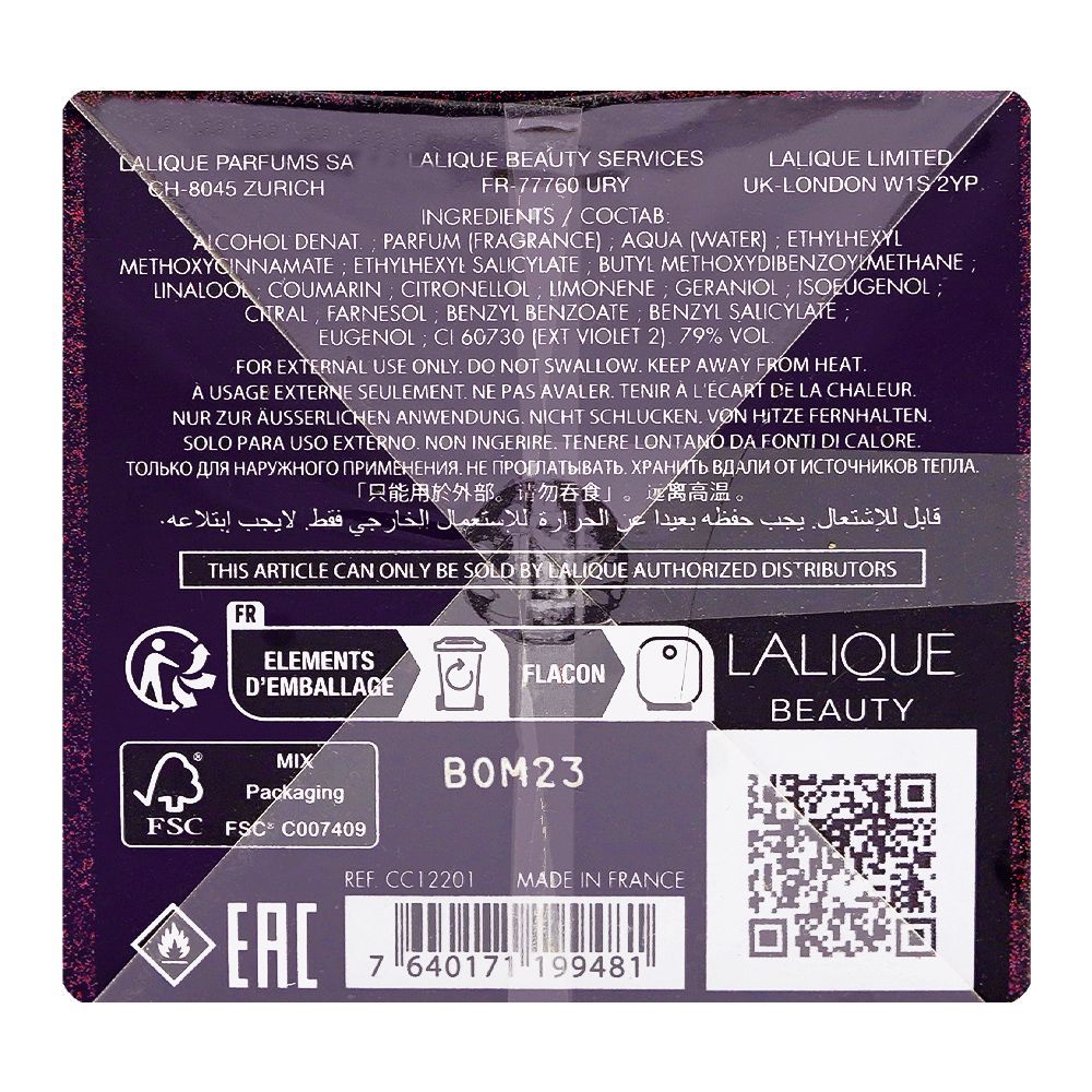 Lalique Amethyst Exquise, Eau De Parfum, For Women, 100ml - Image 2