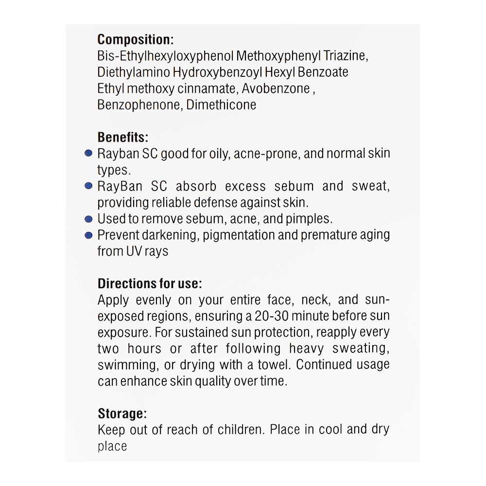 Tulip Health Care Rayban SC Gel, SPF40 PA+++ For Acne Prone Skin, 30g - Image 3
