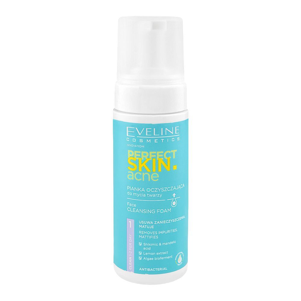 Eveline Perfect Skin Acne Antibacterial Face Cleansing Foam, 150ml - Main Image