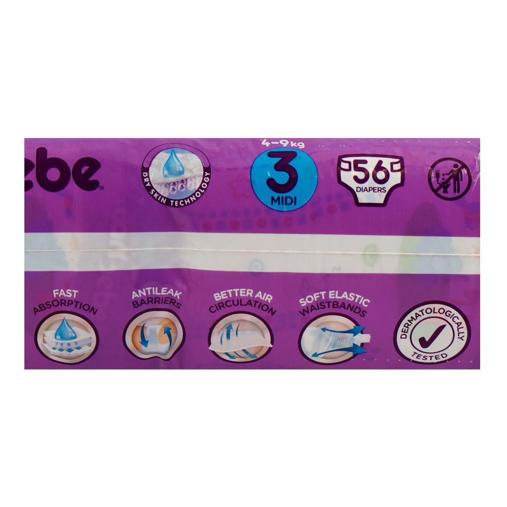 Canbebe Baby Diapers, Midi No 3, 4-9KG, 56-Pack - Image 6