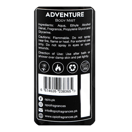 Opio Adventure Body Mist, For Men, 250ml - Image 3