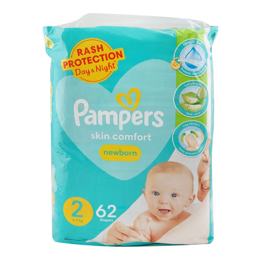 Pampers Skin Comfort Newborn Diapers, No.2, 3-7KG, 62-Pack - Main Image
