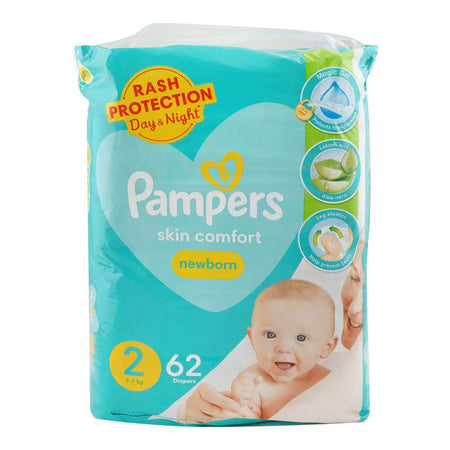 Pampers Skin Comfort Newborn Diapers, No.2, 3-7KG, 62-Pack - Main Image