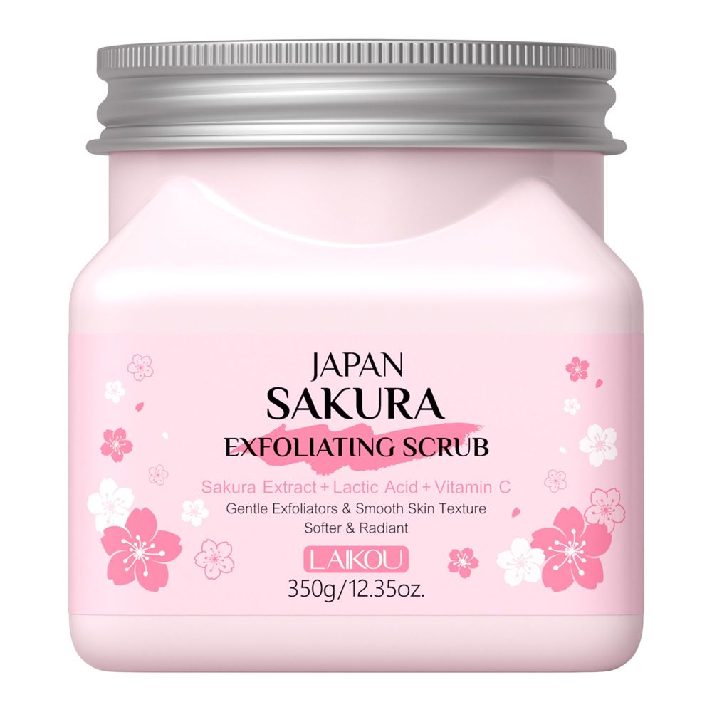 Laikou Japan 2-In-1 Sakura Exfoliating Scrub, Lactic Acid + Vitamin C, For Radiant Skin 350g, LK81997A - Main Image