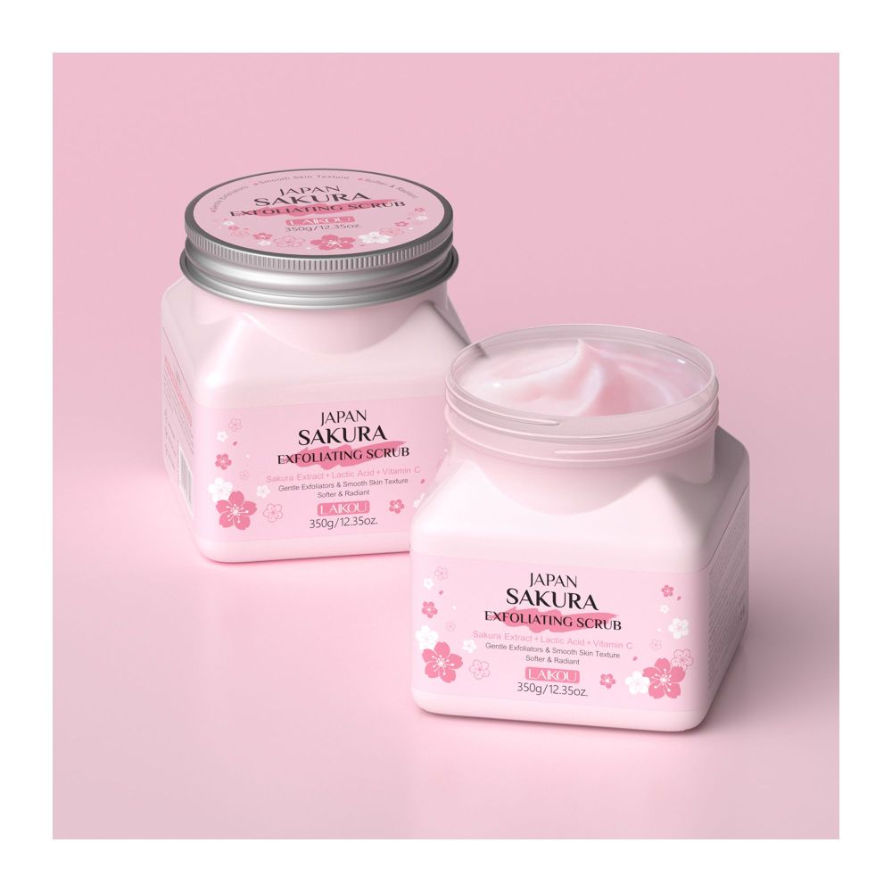 Laikou Japan 2-In-1 Sakura Exfoliating Scrub, Lactic Acid + Vitamin C, For Radiant Skin 350g, LK81997A - Image 4
