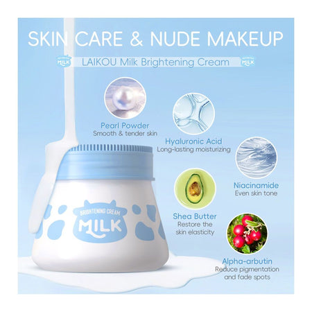 Laikou Milk Brightening Cream, Hyaluronic Acid & Niacinamide, For Non-Allergic Skin, 55g, LK91965D - Image 4