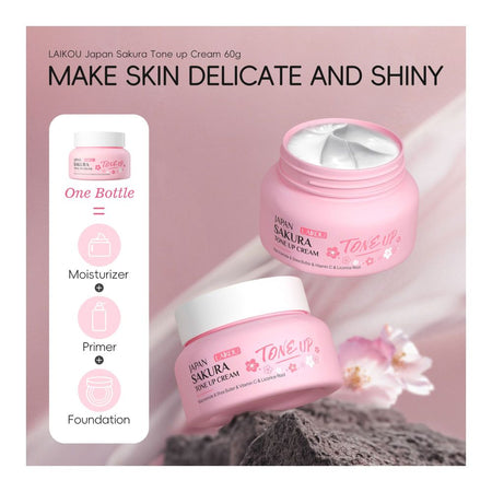 Laikou Japan Sakura Tone Up Cream, Vitamin C & Niacinamide, 60g, LK97486B - Image 3