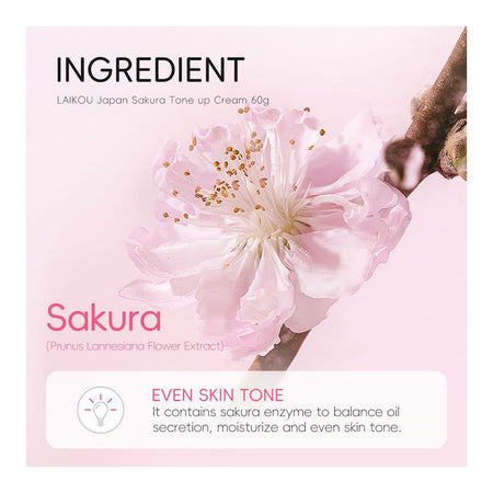 Laikou Japan Sakura Tone Up Cream, Vitamin C & Niacinamide, 60g, LK97486B - Image 4