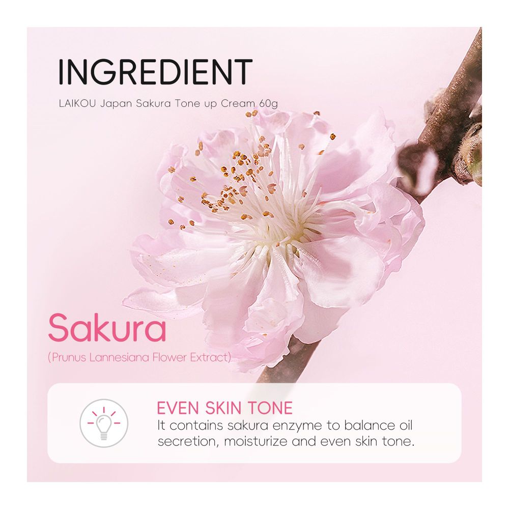 Laikou Japan Sakura Tone Up Cream, Vitamin C & Niacinamide, 60g, LK97486B - Image 4