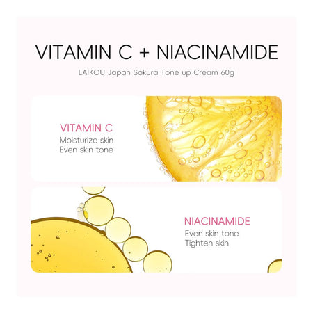 Laikou Japan Sakura Tone Up Cream, Vitamin C & Niacinamide, 60g, LK97486B - Image 5