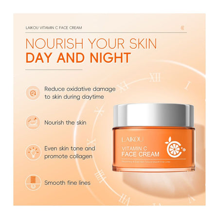 Laikou Vitamin C Face Cream, Anti-Oxidant, For Smooth Skin, 50g, LK83083D - Image 3
