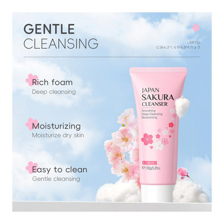Laikou Japan Sakura Cleanser, Ascorbic Acid, For All Types Of Skin, 150g, LK97868A - Image 4