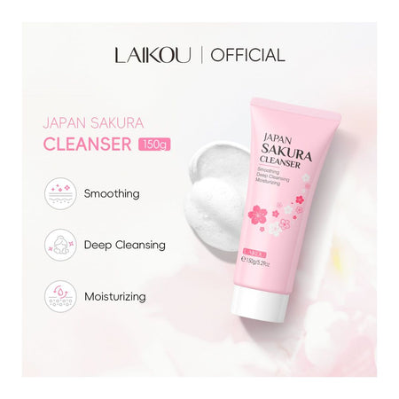 Laikou Japan Sakura Cleanser, Ascorbic Acid, For All Types Of Skin, 150g, LK97868A - Image 5