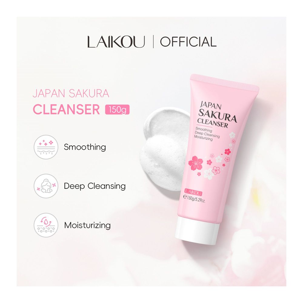 Laikou Japan Sakura Cleanser, Ascorbic Acid, For All Types Of Skin, 150g, LK97868A - Image 5