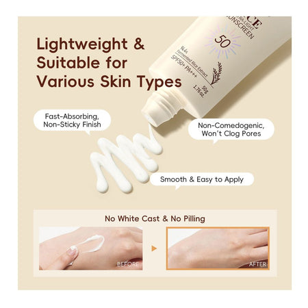 Laikou Rice Ultra-Light Sunscreen, Fermented Rice Extract, SPF50 PA+++ For Various Skin Types, 50g, LK81850A - Image 3