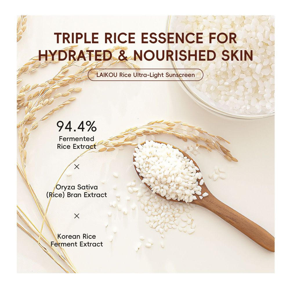 Laikou Rice Ultra-Light Sunscreen, Fermented Rice Extract, SPF50 PA+++ For Various Skin Types, 50g, LK81850A - Image 4