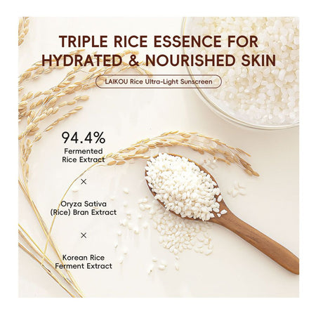 Laikou Rice Ultra-Light Sunscreen, Fermented Rice Extract, SPF50 PA+++ For Various Skin Types, 50g, LK81850A - Image 4