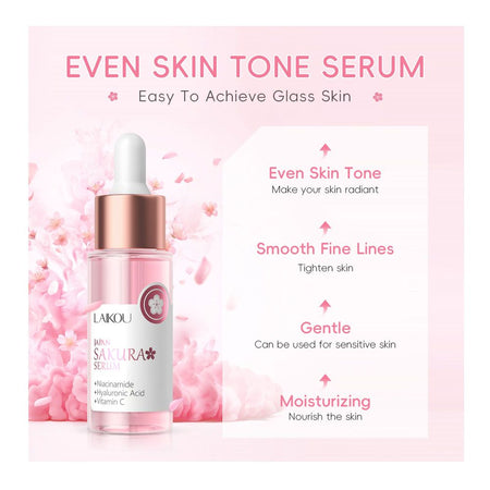 Laikou Japan Sakura Serum, Niacinamide + Hyaluronic Acid + Vitamin C, For Sensitive Skin, 30ml, LK91095D - Image 4
