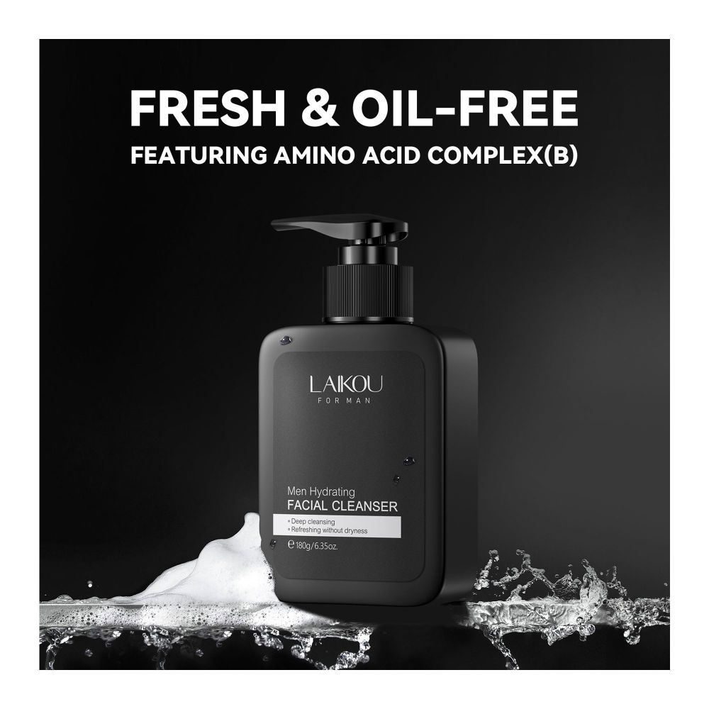 Laikou Men Creamy Lather Facial Cleanser, Amino Acid, For Men, 180g, LK80761A - Image 2