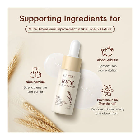 Laikou Rice Glow Serum, Niacinamide & Alpha-Arbutin & Panthenol, For Smooth & Hydrated Skin, 17ml, LK81959A - Image 4
