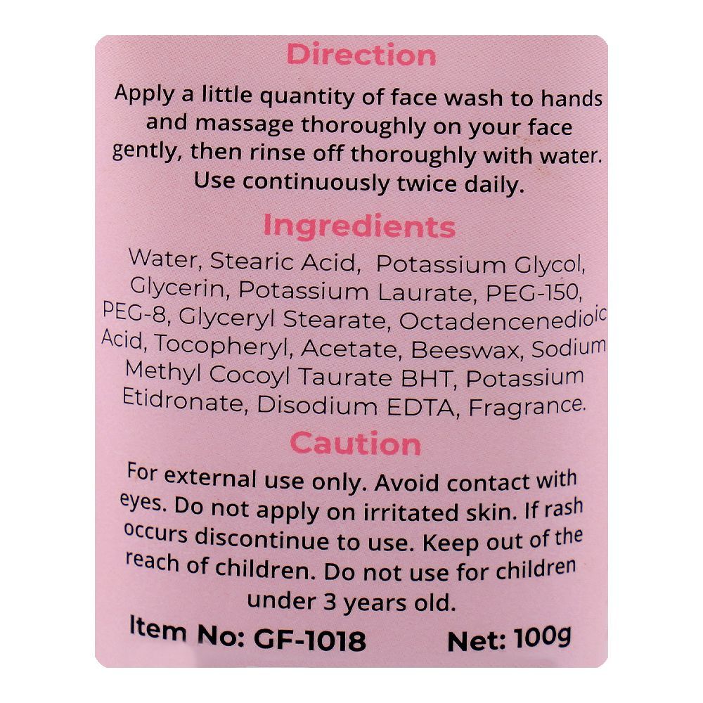 Glamourous Face Japanese Sakura Extracts Whitening Face Wash, For Eliminating Dark Spots, 100g, GF-1018 - Image 3