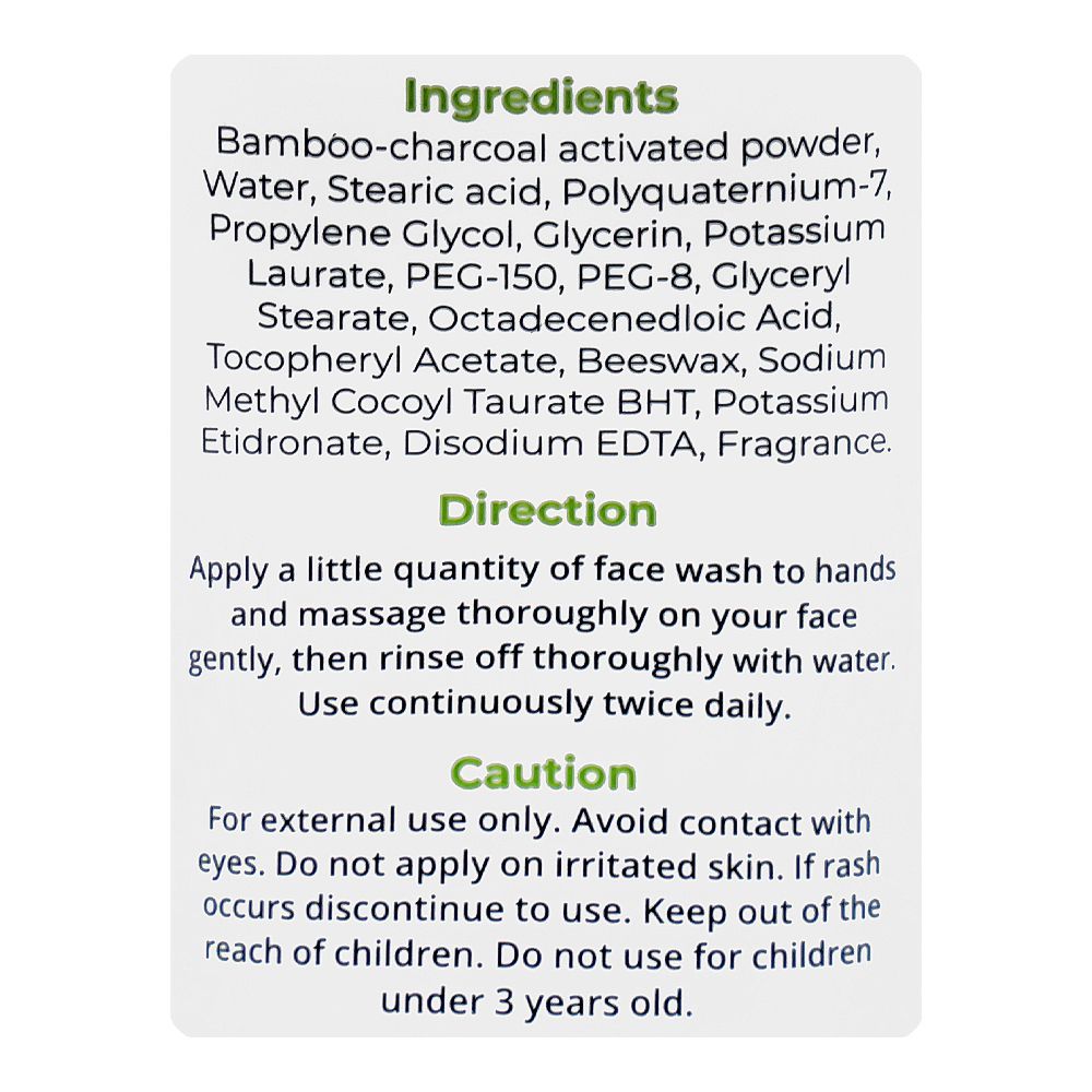 Glamourous Face Bamboo Charcoal Whitening Face Wash, For Oily Skin, 100g, GF-1019 - Image 3