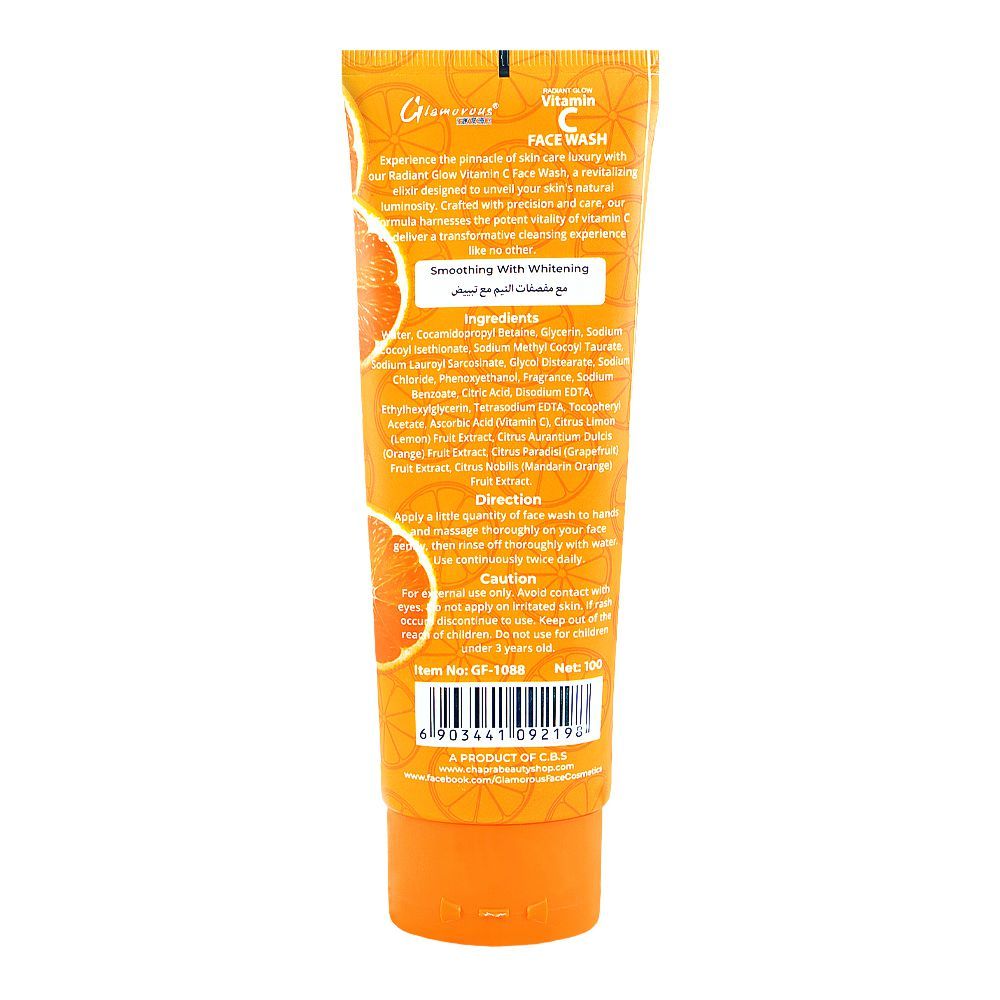 Glamourous Face Radiant Glow Vitamin C Face Wash, For All Types Of Skin, 100g, GF-1088 - Image 2